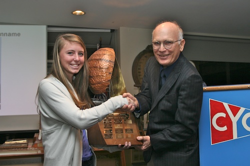 Katy Cenname receives Horder Trophy