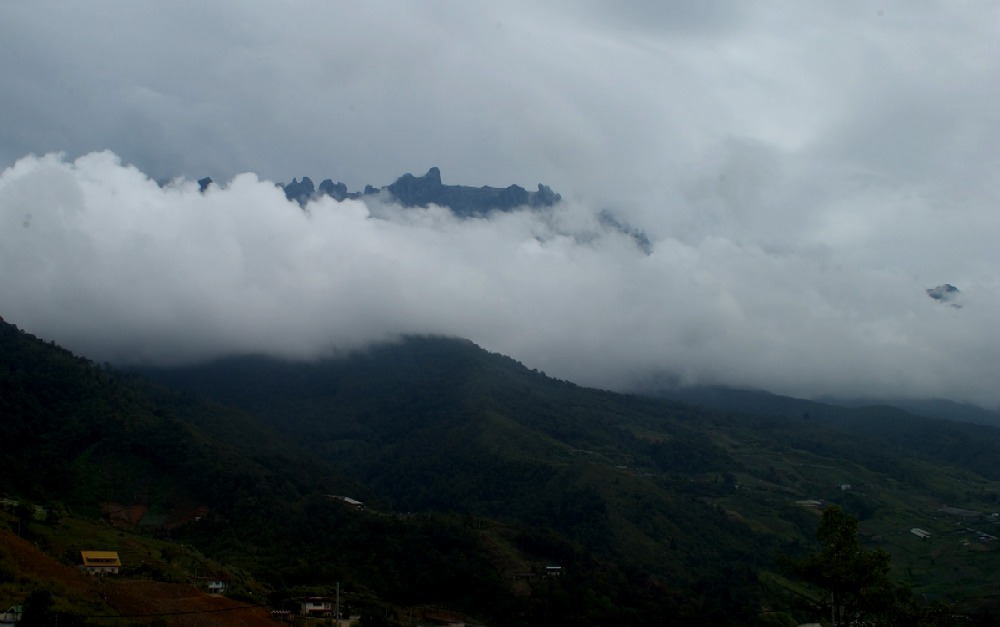 mountain in the clouds